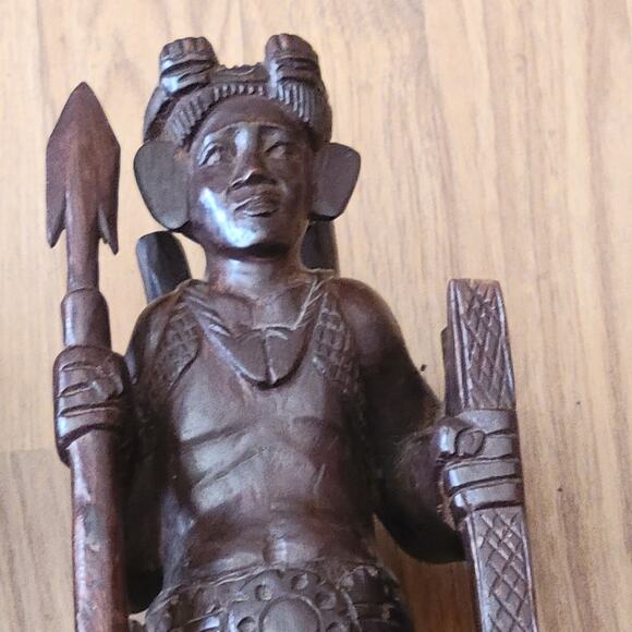 Vintage Latin American Carved Wood Book ends Statues Men and Women with dog - Picture 3 of 12